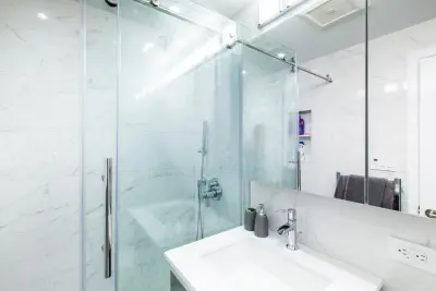 Contemporary White Main Bathroom — Kitchen Remodeling project by Eastside Design & Build Inc.