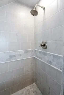 Monkton Navy and White Marble Bath — Kitchen Remodeling project by Taylor Made Custom Contracting Inc.