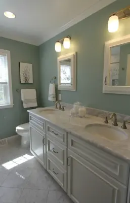 Monkton Sage Green Carrera Marble Restroom — Kitchen Remodeling project by Taylor Made Custom Contracting Inc.