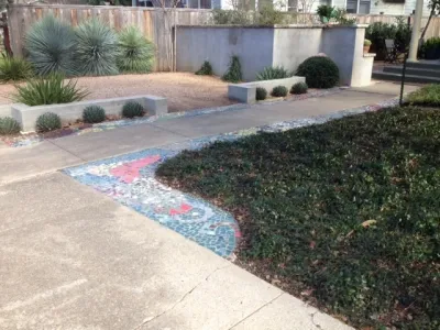 Xeriscape Garden w/ Mosaic Walkway — Landscape Design project by Blissful Gardens & Green Dragon Design in Austin