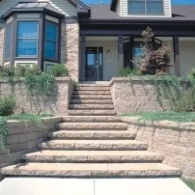 Custom Retaining Wall with Steps — Landscape Design project by Woodward Landscape Supply