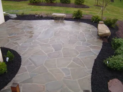 Custom Irregular Flagstone Patio — Landscape Design project by Woodward Landscape Supply