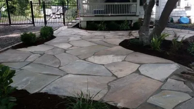 South Orange irregular bluestone patio — Landscape Design project by Z.O. Landscaping