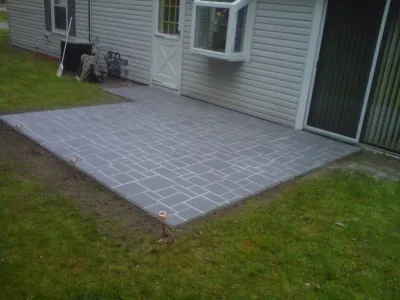 Spray texture concrete overlay in Abington — Landscape Construction project by 1-877-lawn-crew in Abington