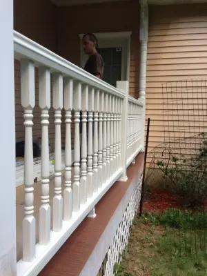 Front Porch Upgrade with New Flooring, Railings, and Stairs — Custom Home Builders project by Ingrained Woodworking, Inc.