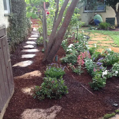 Pretty Pathway to the Garden — Landscape Construction project by Alford's English Gardens Inc in Long Beach