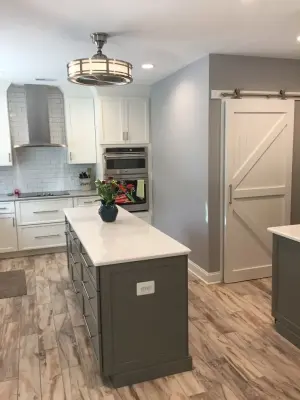 Annapolis, MD Transitional Kitchen in Gray and White — Custom Home Builders project by Evergreen Building Group, LLC.