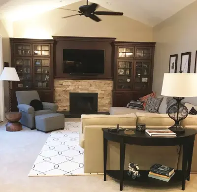 Bookshelves Integrated with Fireplace — Kitchen Remodeling project by Jim Carver & Sons Home Improvements
