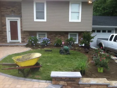 Steps and Veneer, Pasadena MD — Landscape Construction project by AMJ Lawn And Landscape, Inc. in Pasadena