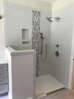 Shower Project with Gray Tile Design — Kitchen Remodeling project by Northshore Renovations