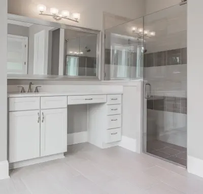 Transitional Kitchen and Bath in Grey and White — Kitchen Remodeling project by BeeTree Homes