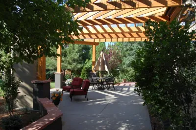 Pergola and Fireplace — Landscape Design project by Blue Lotus Outdoors