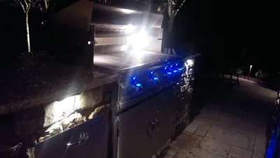 Outdoor Fireplace with grill island and bar — Landscape Construction project by Ayers Hardscapes & Landscapes LLC