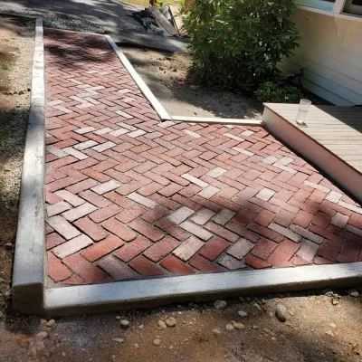 Vintage Brick Walkway — Landscape Construction project by B & B Outdoor Solutions LLC in Reading