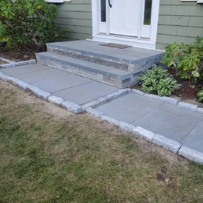 Bluestone walkway and steps — Landscape Construction project by B & B Outdoor Solutions LLC in Acton