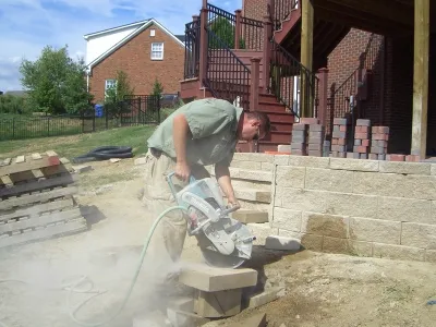 Patio Under Deck w/ Retaining Wall and Steps — Landscape Construction project by Executive Landscape Services, LLC