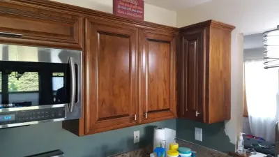 Kitchen Cabinet Refacing with New Soft Close Doors and Drawers and Quartz Countertop — Kitchen Remodeling project by Design Decorating & Kitchens LLC