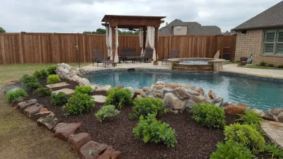 Boulder Flower Bed 1 by Be Green Texas Lawn Care
