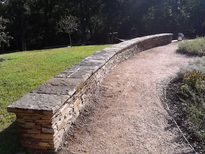 Dry Stack Retaining Wall Bench by Be Green Texas Lawn Care
