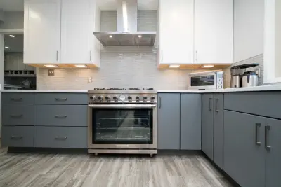 Grey Cabinet and Countertop Kitchen Makeover in Vienna VA — Kitchen Remodeling project by Virginia Kitchen & Bath