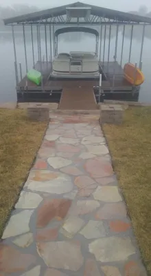 Stone Walkway & Patio — Landscape Construction project by Flower Bed Guys in Belton