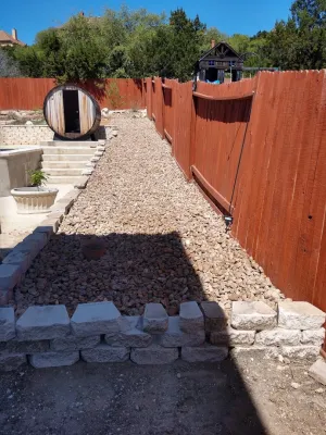 Texas Native blend rock install- Xeriscape — Landscape Construction project by Boerjan's Landscaping & Design in San Antonio