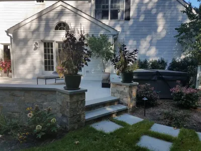 Spa Deck and Patio Planters — Landscape Construction project by Bolton Landscape Design & Masonry Inc in Wilton