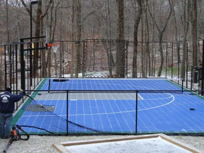 Sport Court and Bocce Court by Bolton Landscape Design & Masonry Inc