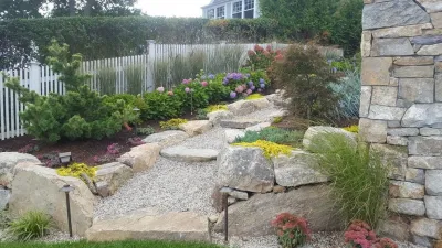 Boulder Terracing, Landscaping and Stepping Stone — Landscape Construction project by Bolton Landscape Design & Masonry Inc in Norwalk