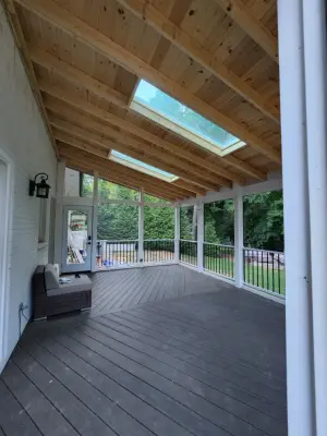 Tongue and groove ceiling composite screen room with skylights — Home Renovation & Remodeling Services project by Grand Outdoor Living Design