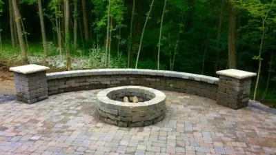 Master Plan Installation - Back patio living space — Landscape Construction project by Brick & Bloom Inc.