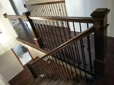Artisan Railing in Dark Timber — Home Renovation & Remodeling Services project by Legacy Stairs INC