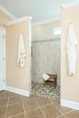 Bespoke Bathroom Renovation Featuring Corian® Walk-in Shower — Home Renovation & Remodeling Services project by First Choice Home Remodeling