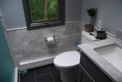 Bespoke Herringbone Shower — Home Renovation & Remodeling Services project by Doylestown Builders