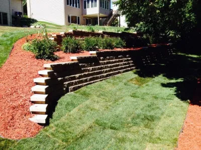 Two Tier Retaining Wall — Landscape Construction project by C N'R Lawn N' Landscape