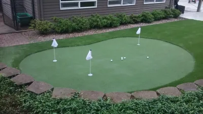 Backyard Lawn & Putting Green — Landscape Construction project by Cascade Greens, LLC, Synthetic Installations in Tualatin