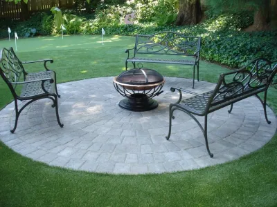 Custom Fit with Fire Pit — Landscape Construction project by Cascade Greens, LLC, Synthetic Installations in Portland