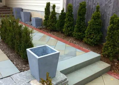 Burlington Townhouse Entry Garden — Landscape Construction project by Church Hill Landscapes, Inc. in Burlington