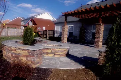 Stone Fireplaces and Fire pits — Landscape Construction project by CJ Hardscapes