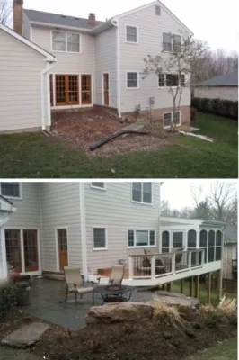 Before and after patio — Landscape Construction project by Classic Stonescaping & Gardens