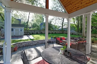 Outdoor Living Area with Fire Pit — Landscape Construction project by Classic Stonescaping & Gardens