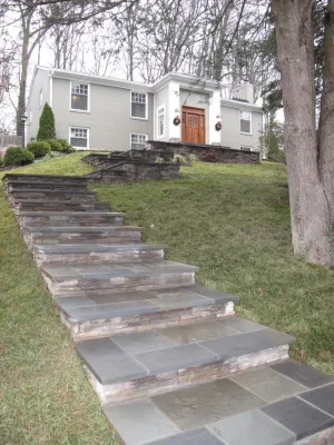 Front stairs and walkway — Landscape Construction project by Classic Stonescaping & Gardens