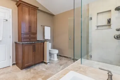 Coastal-Inspired Traditional Master Bathroom — Carpet Installation project by J&J Carpet One Floor & Home