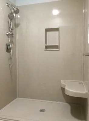 Compact Master with Onyx Shower — Kitchen Remodeling project by MKM Home Design + Planning