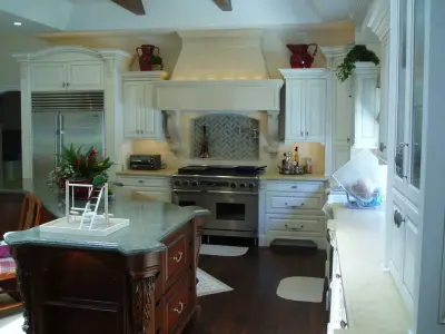Orange Hills Culinary Space, Tailored White Glazed, Inset, Traditional Style with a Cherry Island — Kitchen Remodeling project by The Kitchen Design Center