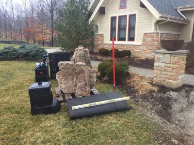 Boulder Fountain — Landscape Construction project by Country Club Landscaping in Dayton