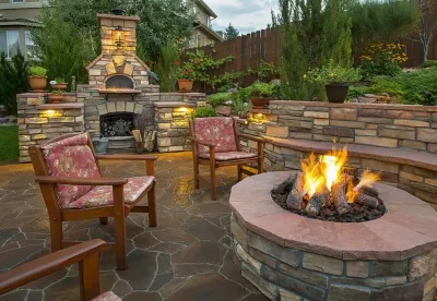 Stone Fire Rings — Landscape Construction project by Country Lawn Care, Inc.