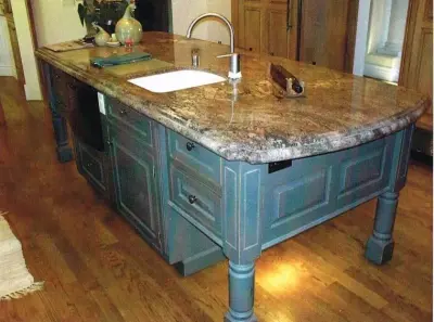 Distinct Teal Kitchen Island — Kitchen Remodeling project by Cabinets Etc By Design