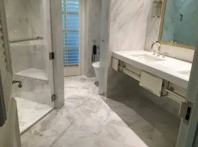 Carrara Marble Bathroom in White — Kitchen Remodeling project by Home Style Designs