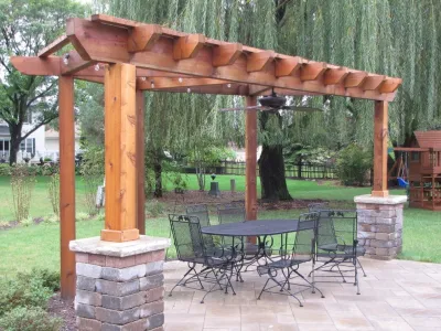 Naperville, IL - Brussel, and Beacon Hill flagstone pavers in Bavarian Blend — Landscape Construction project by D & M Outdoor Living Spaces
